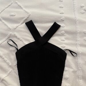 Babaton Charcoal Ribbed Knit Top